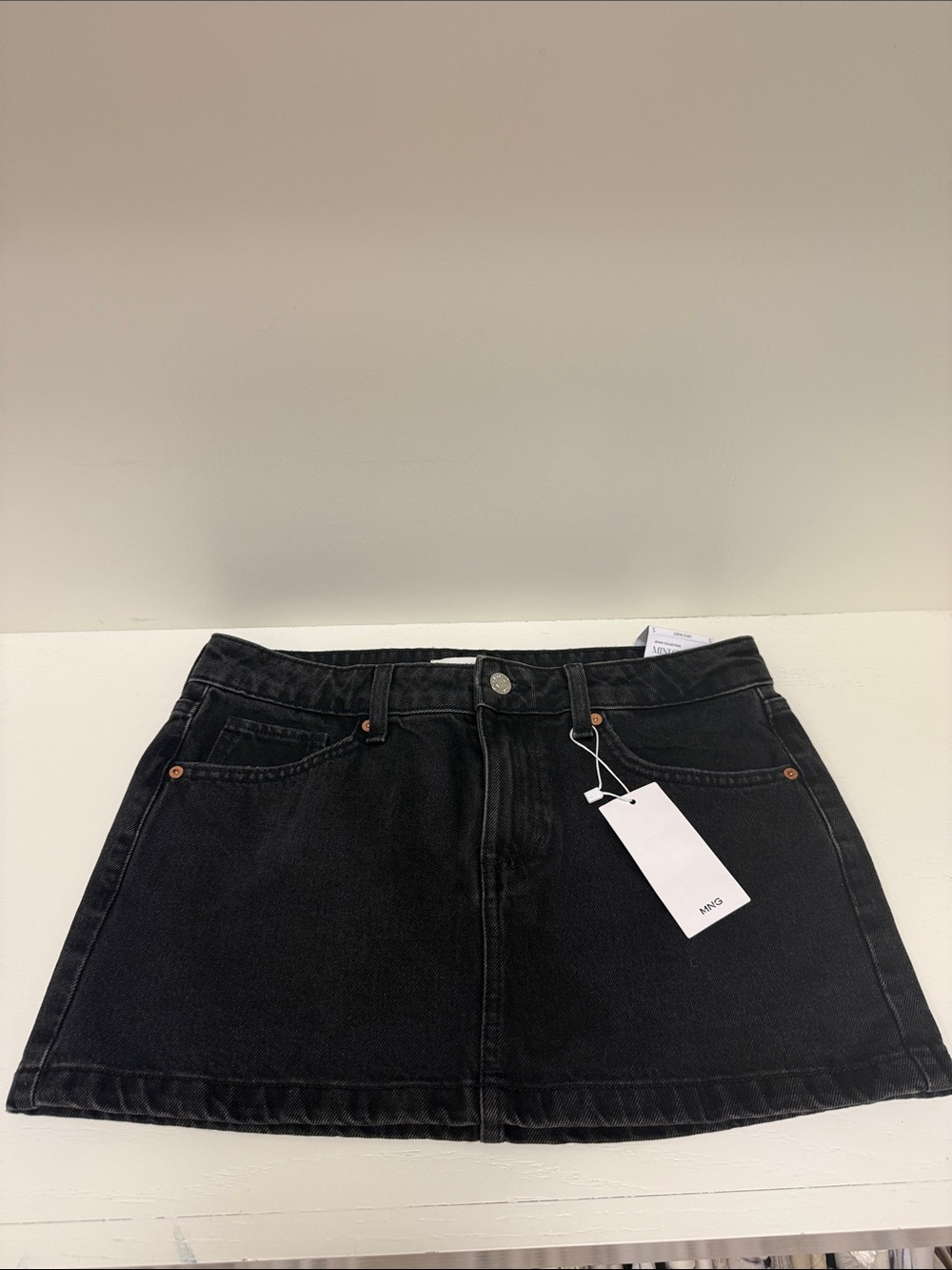 BRAND NEW Mango Black Denim Mini Skirt